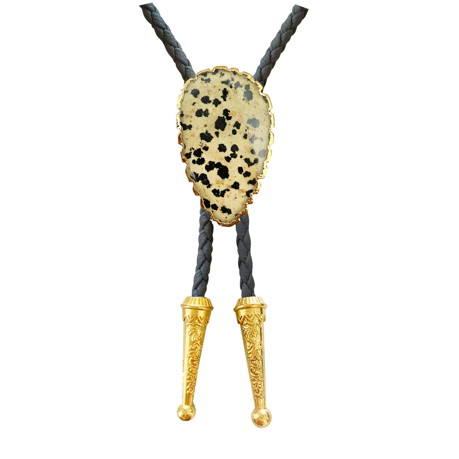 Gemstone Bolo Tie - Dalmatian Jasper