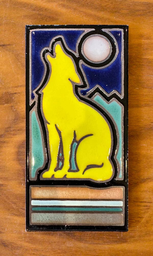 Retro Coyote Handpainted Tile: Palette #3