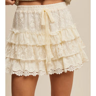Lace Tiered Shorts with Ruffle