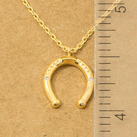 Gold Dipped Cz Western Horse Shoe Necklace
