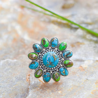 Silver Celestial Bloom Turquoise Ring