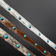 Western Cowhide Leather Turquoise Beaded Hat Band