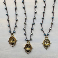 Sacred Heart Midnight Dream Crocheted Crystal Necklace