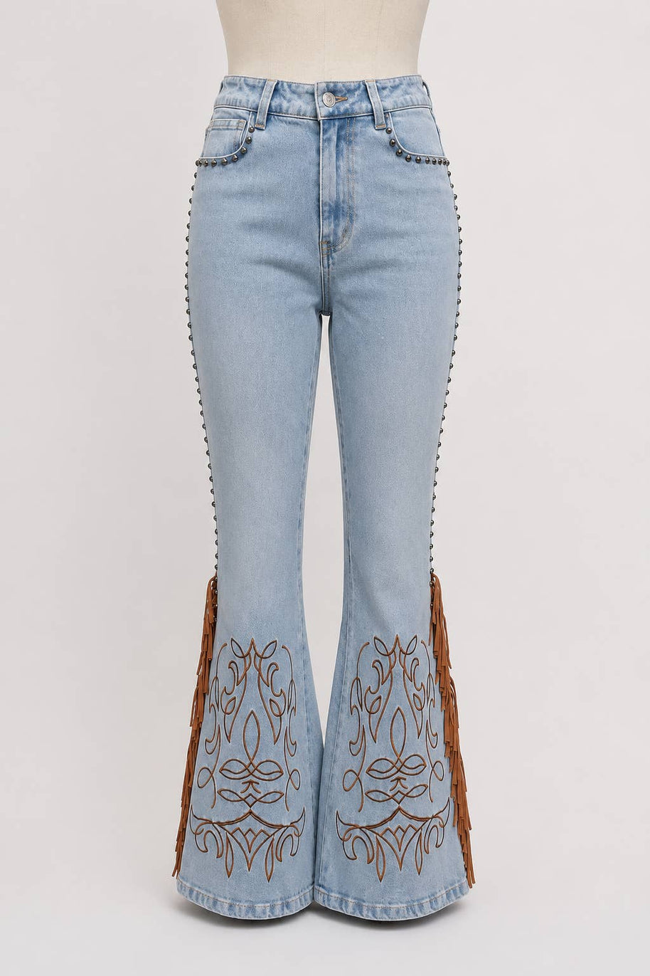 Fringe Embroidered Bootcut Jeans