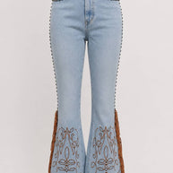 Fringe Embroidered Bootcut Jeans