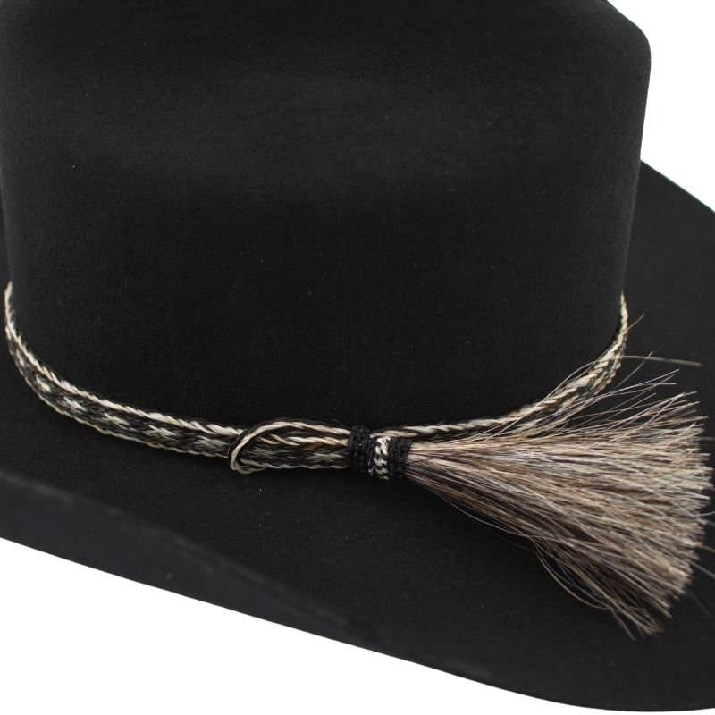 Horsehair Braided Single Tassel Hat Band - Pepper