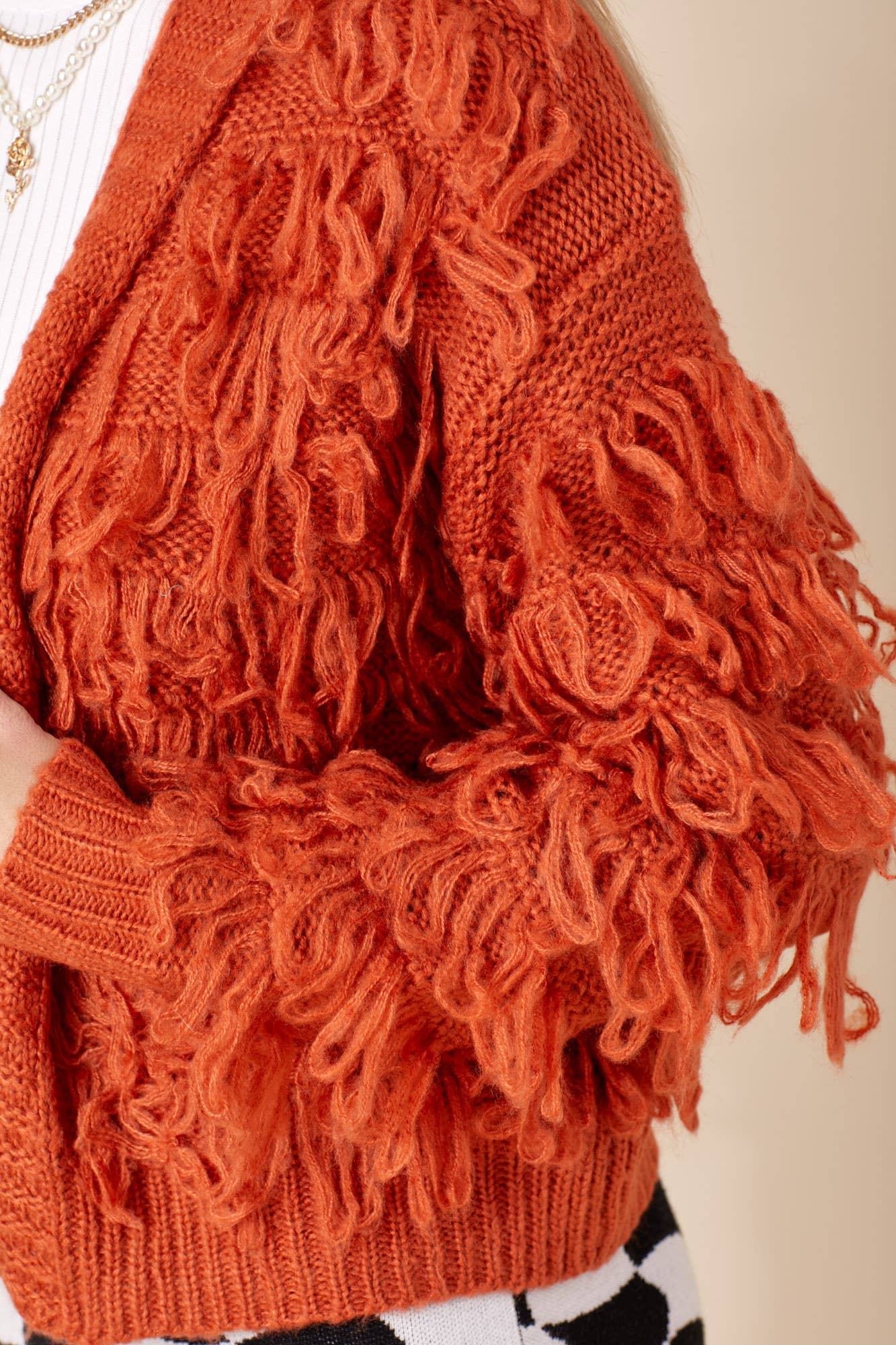 Orange Fringe Cardigan