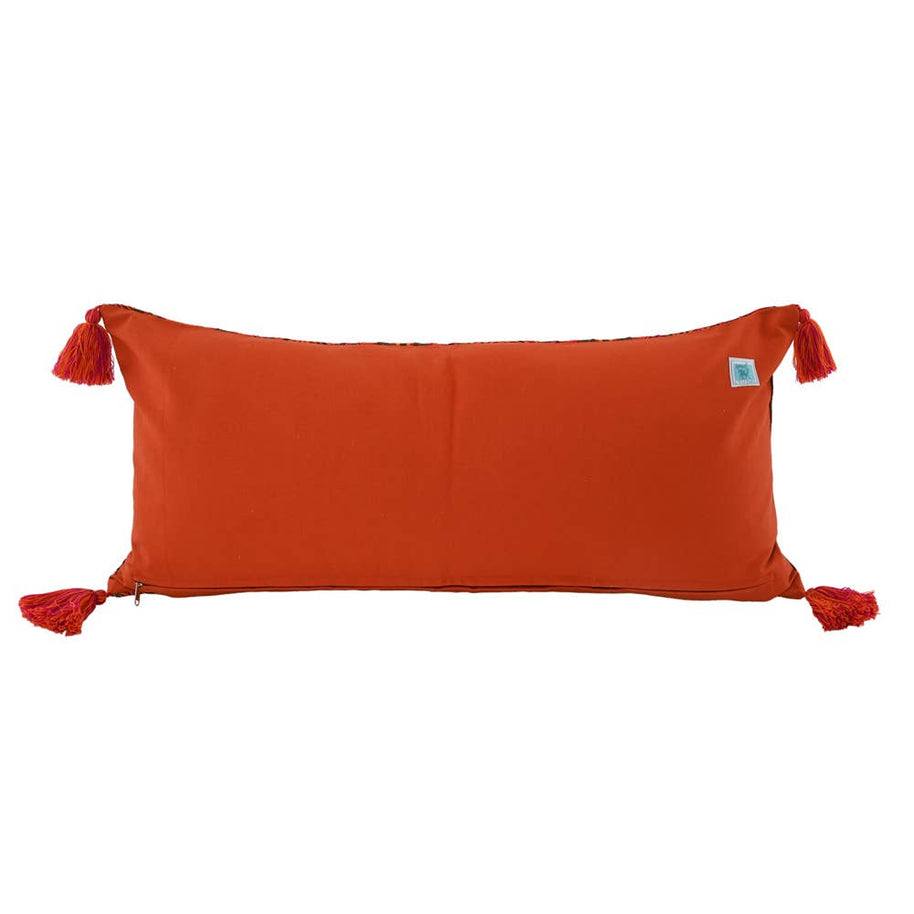 Embroidered Flowers & Stripes Pillow, 36