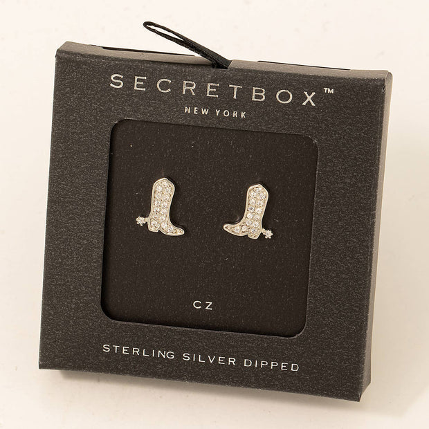 Secret Box Studded Western Cowboy Boot Earrings