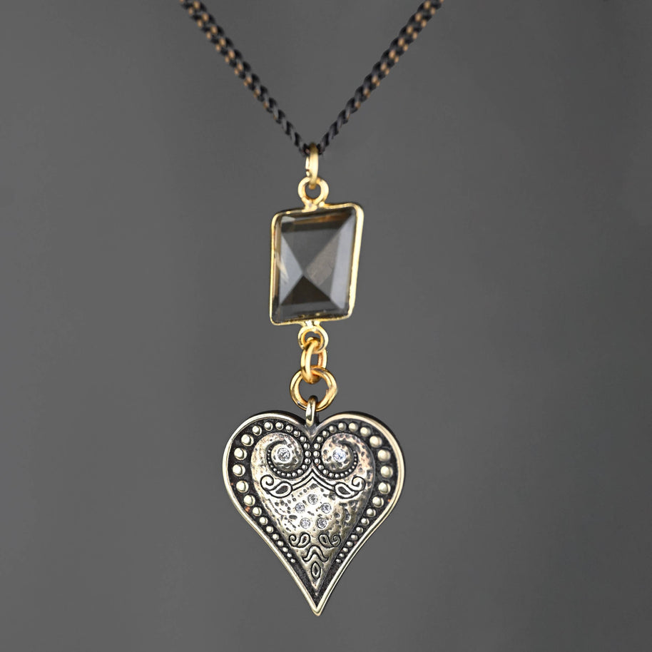 Heart & Smoky Quartz Necklace