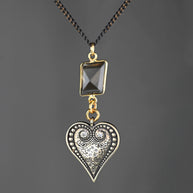 Heart & Smoky Quartz Necklace