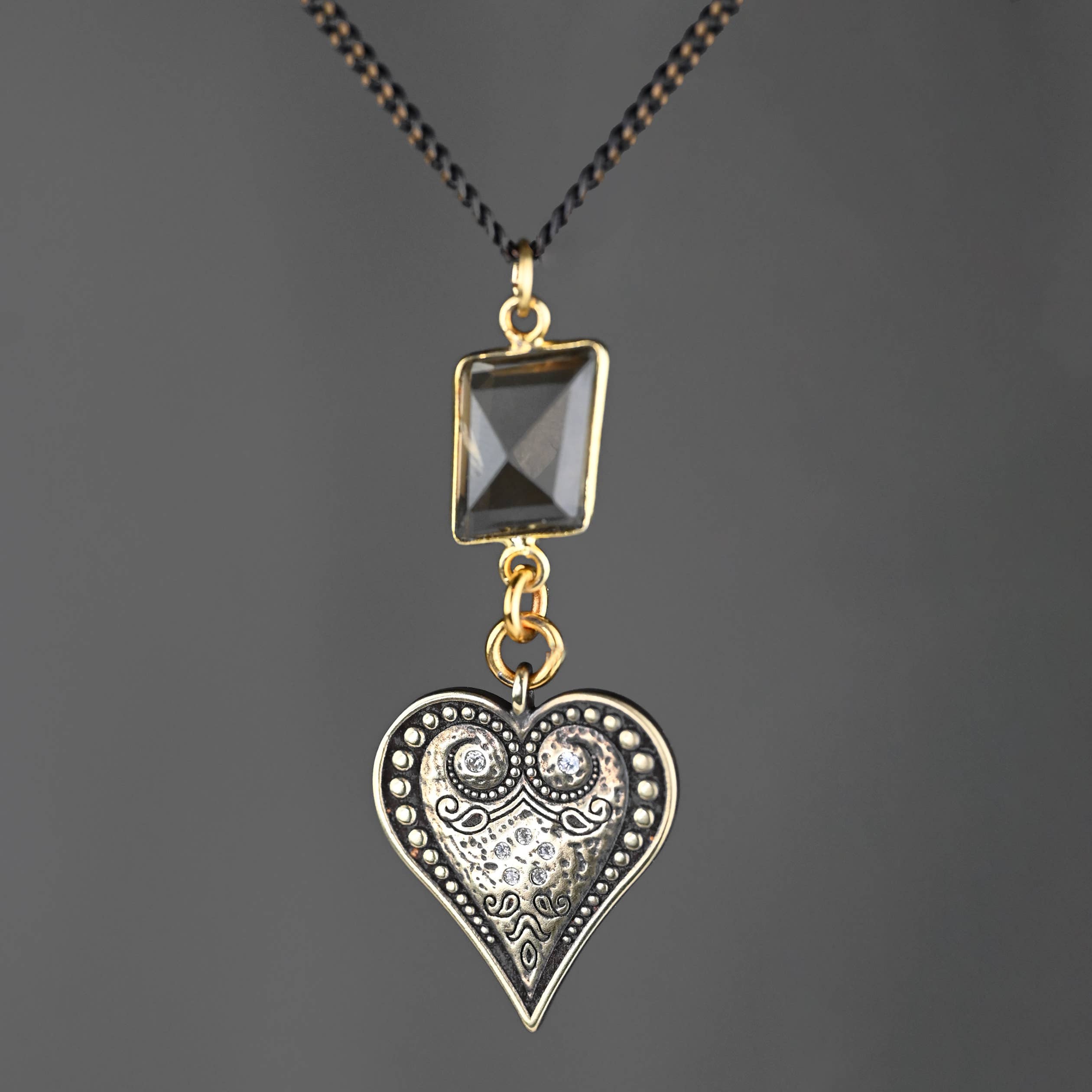 Heart & Smoky Quartz Necklace
