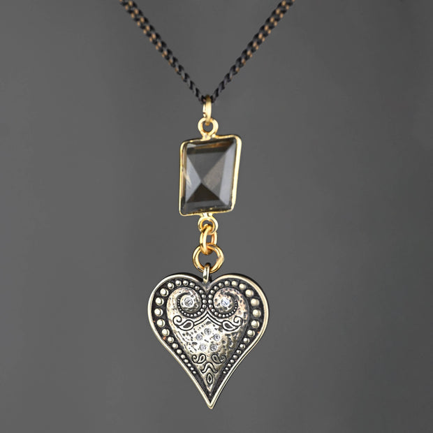 Heart & Smoky Quartz Necklace