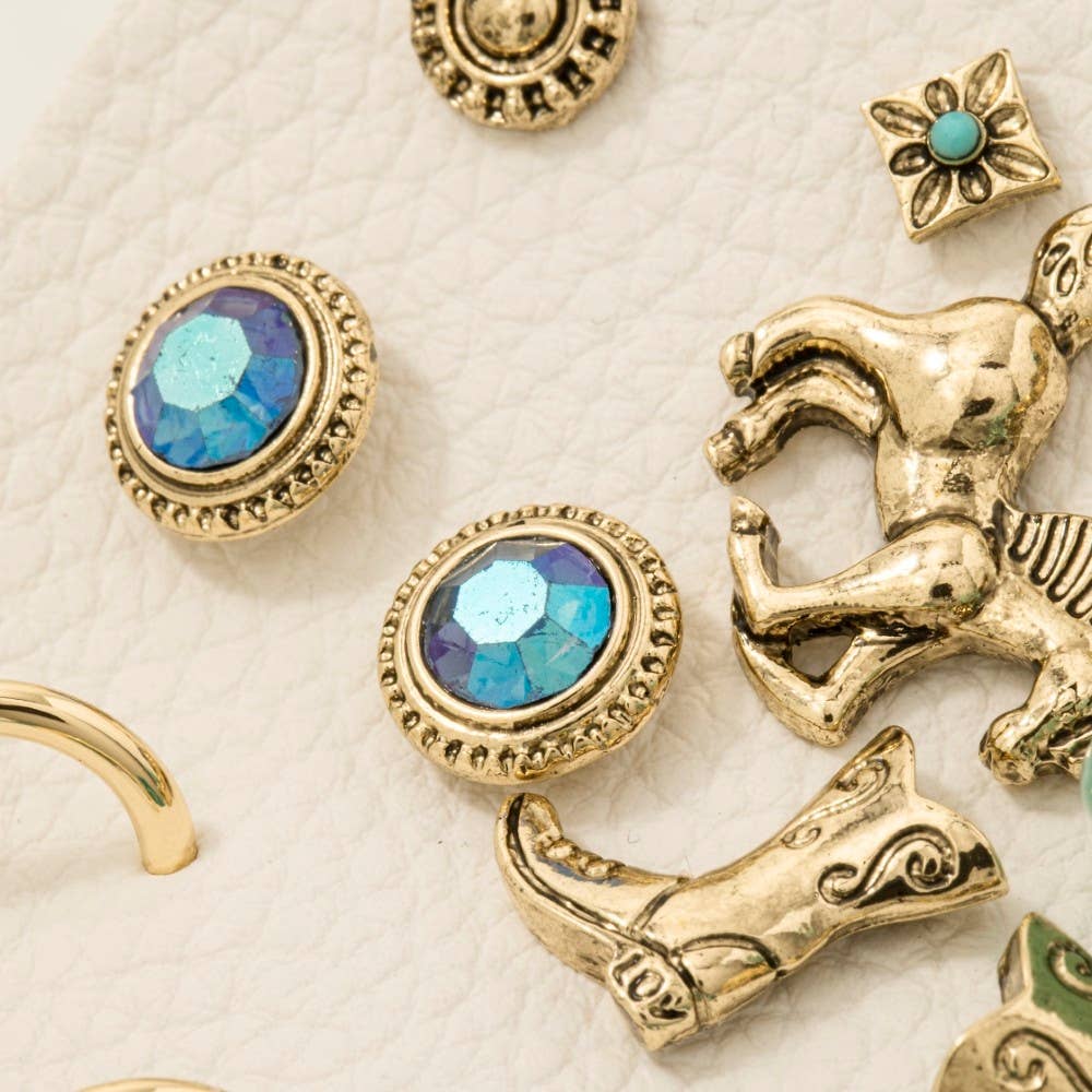Antique Assorted Western Cowboy Earrings Set