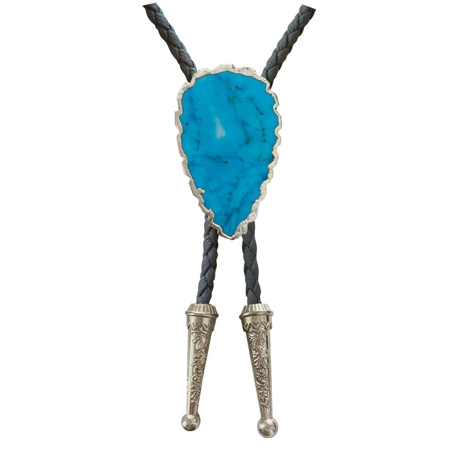 Blue Turquoise Bolo, Silver Accents