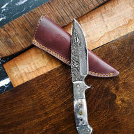 Damascus Steel full tang dyed Bone grip handle