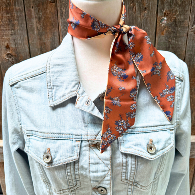 Brown and Tan Western Skinny Mini Wild Rag / Cowgirl Necktie #TW137