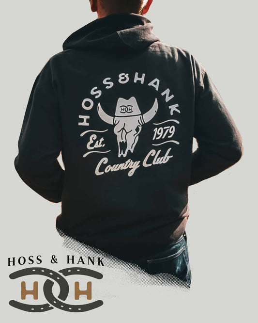 Hoss & Hank Country Club Black Hoodie