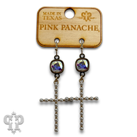 Pearl cross earring with European crystals