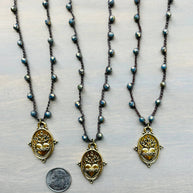 Sacred Heart Midnight Dream Crocheted Crystal Necklace