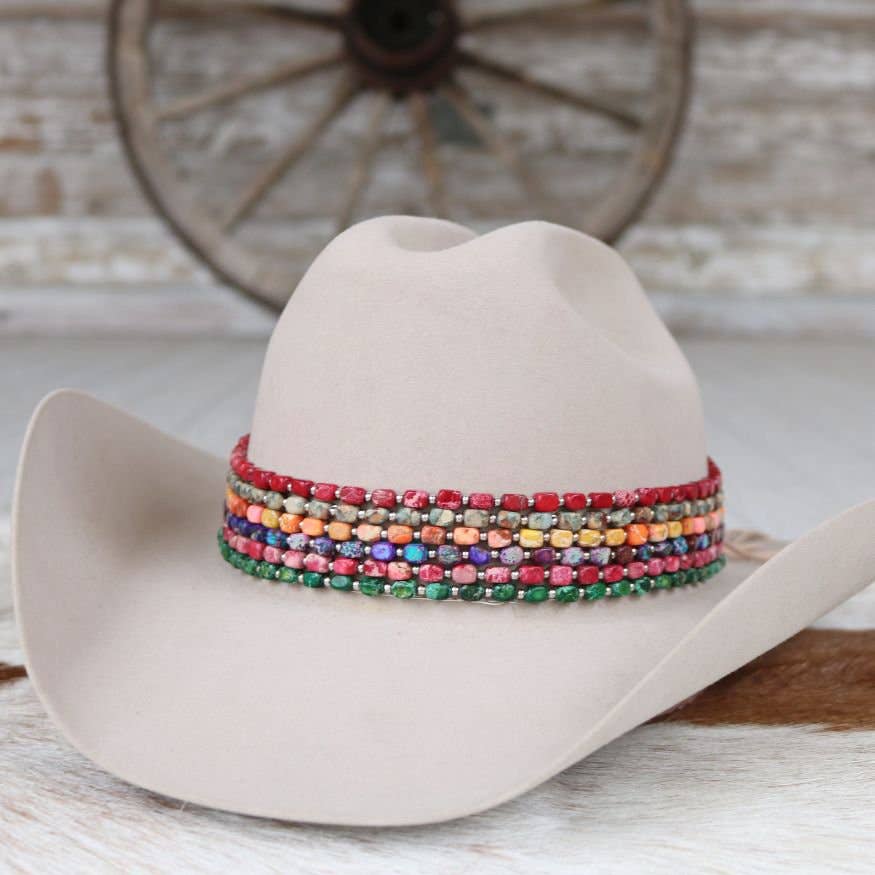 Chunky Green Stone Hat Band - Juniper