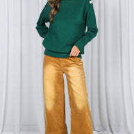 Stone Washed Cotton Corduroy Cropped Pants