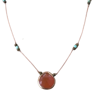 Turquoise and carnelian hand-knotted necklace