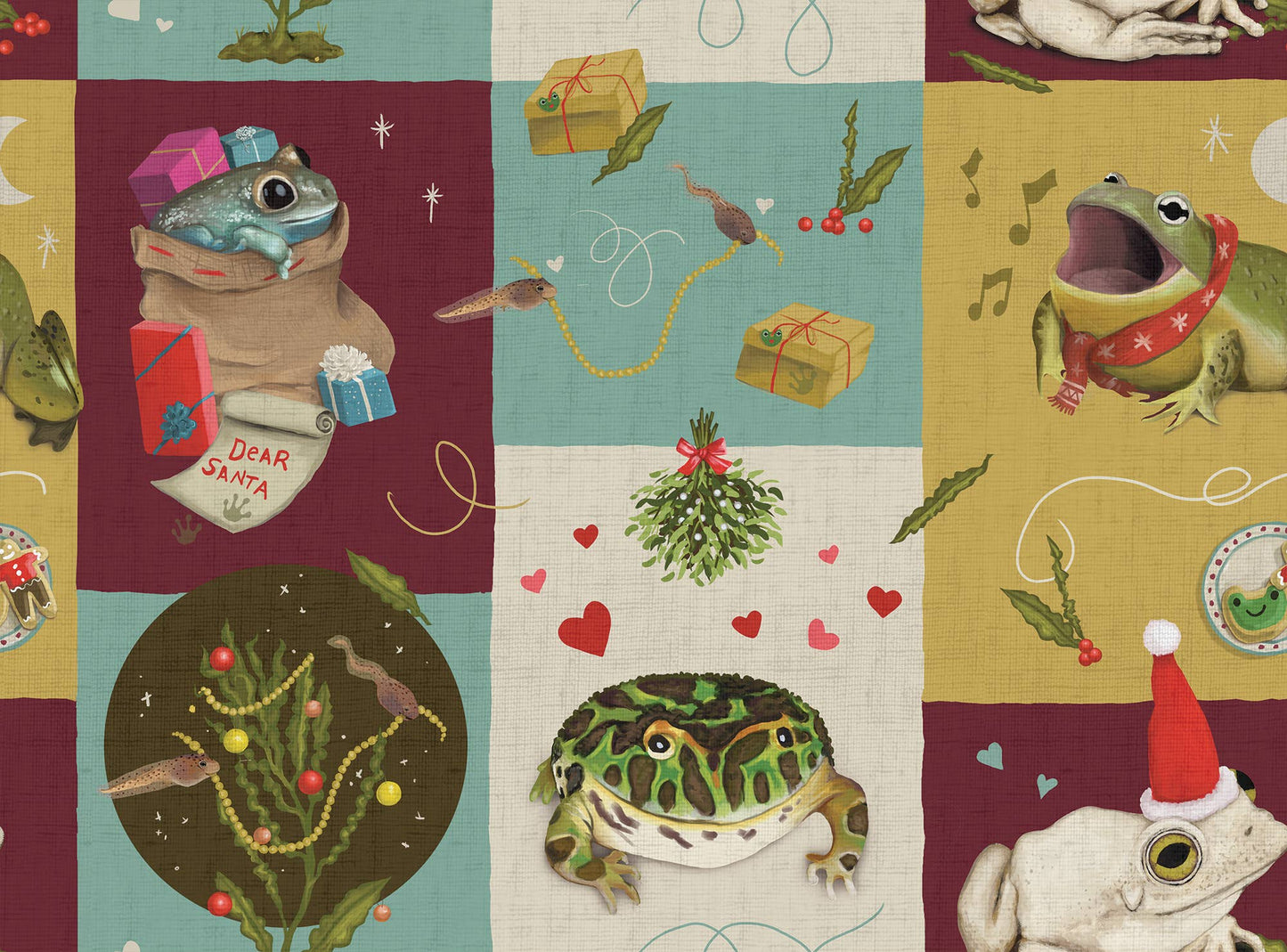 Christmas Frogs Wrapping Paper - Flat Pack Gift Wrap Sheets