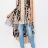 High-Low Lace Duster Vest, Star
