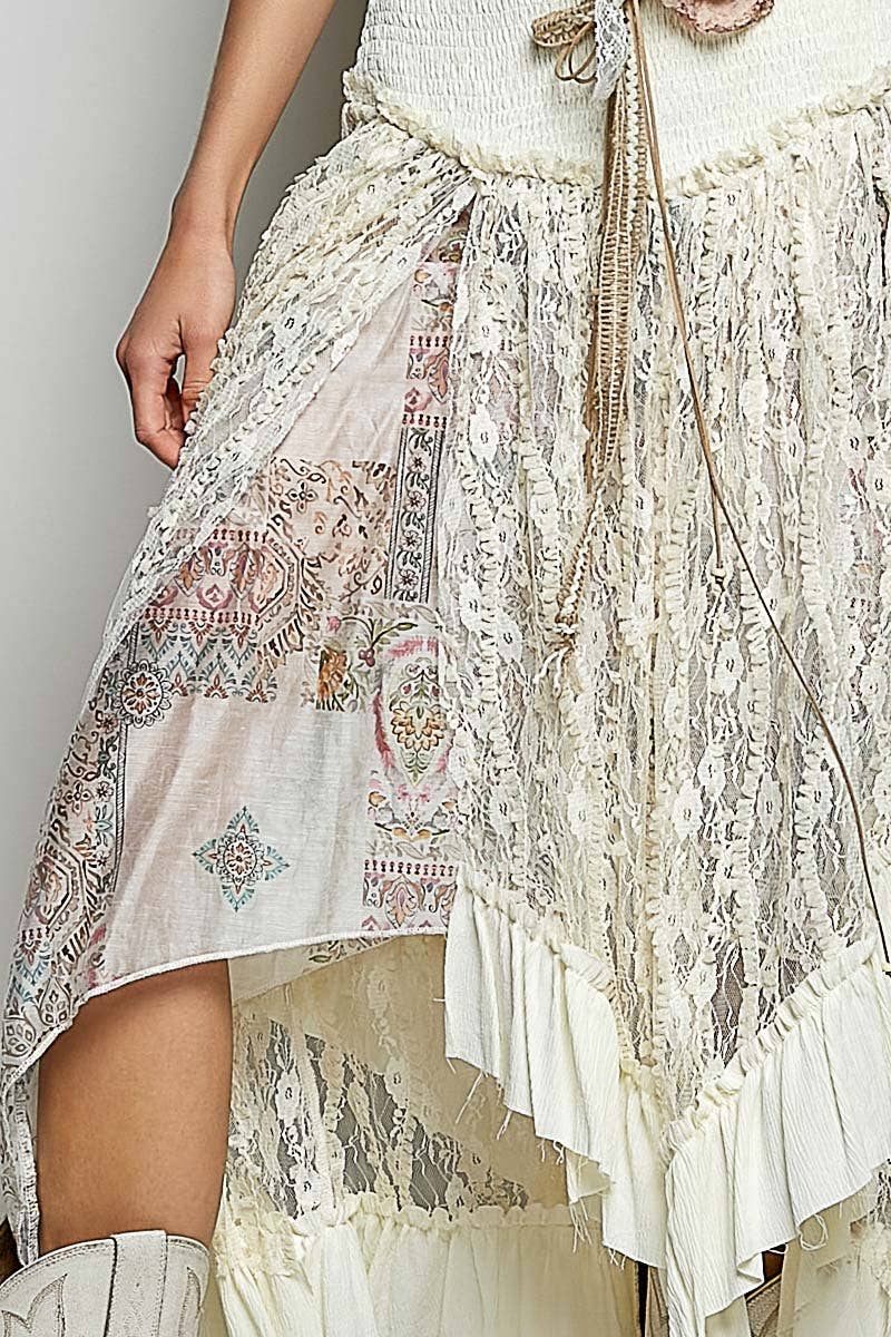 Reverse Ruffle Lace Skirt