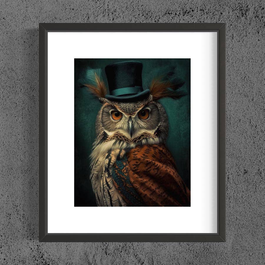 Gentleman Owl Vintage Portrait Wall Art