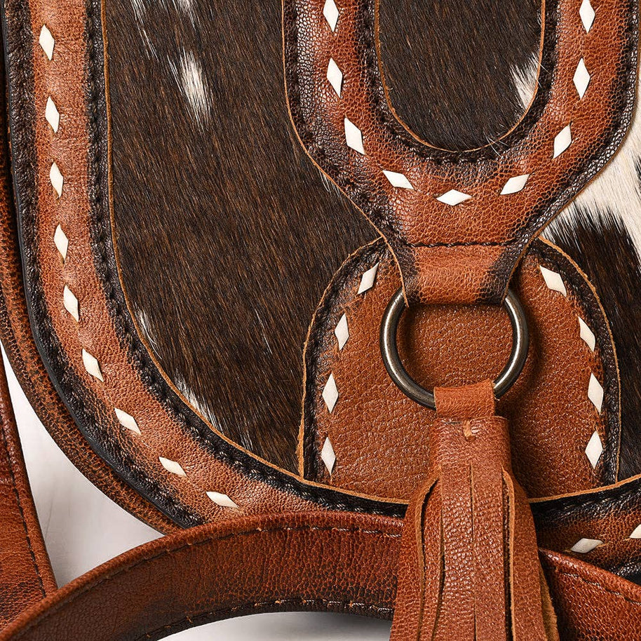 Hair-On-Hide Saddle Style Crossbody Bag