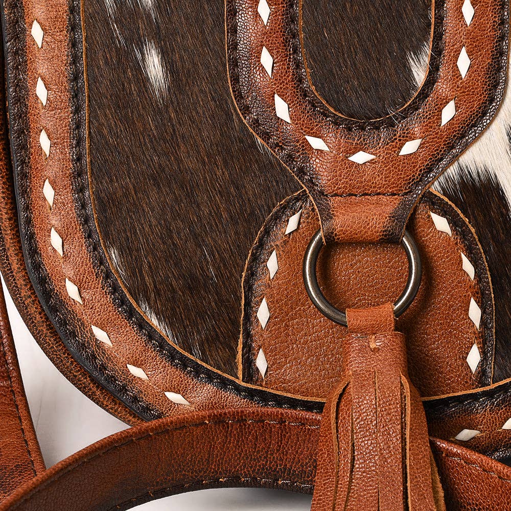 Hair-On-Hide Saddle Style Crossbody Bag