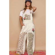 Pol Clothing Floral Patchwork Embroidery Overall