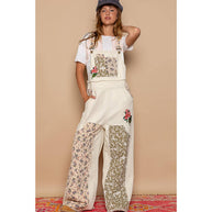 Patchwork Denim Overall, Almond