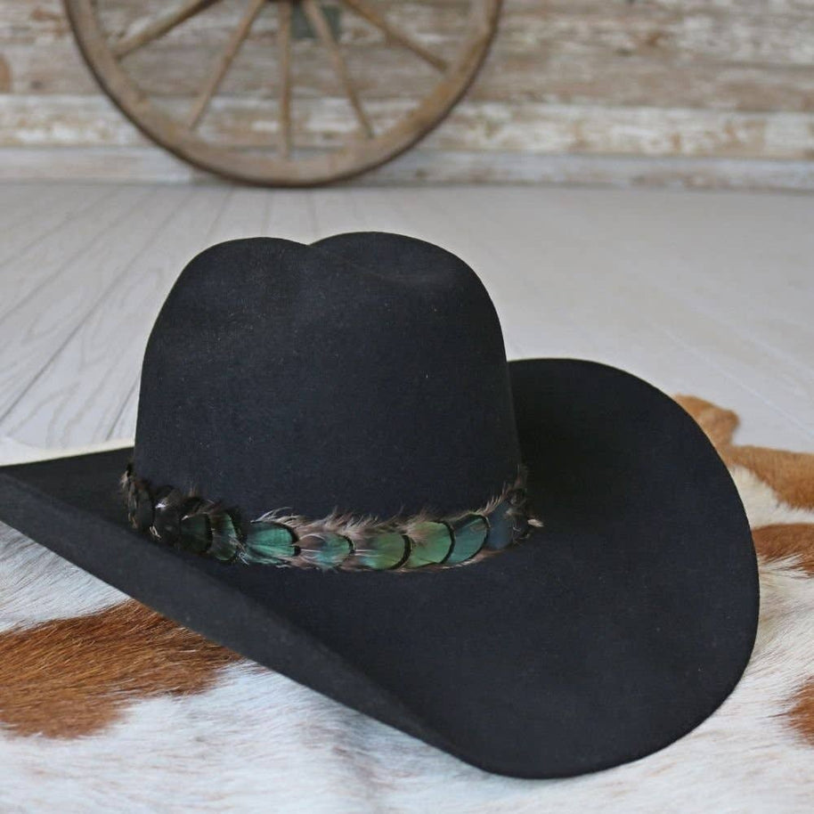 Iridescent Green Feather Hat Band - Ridge