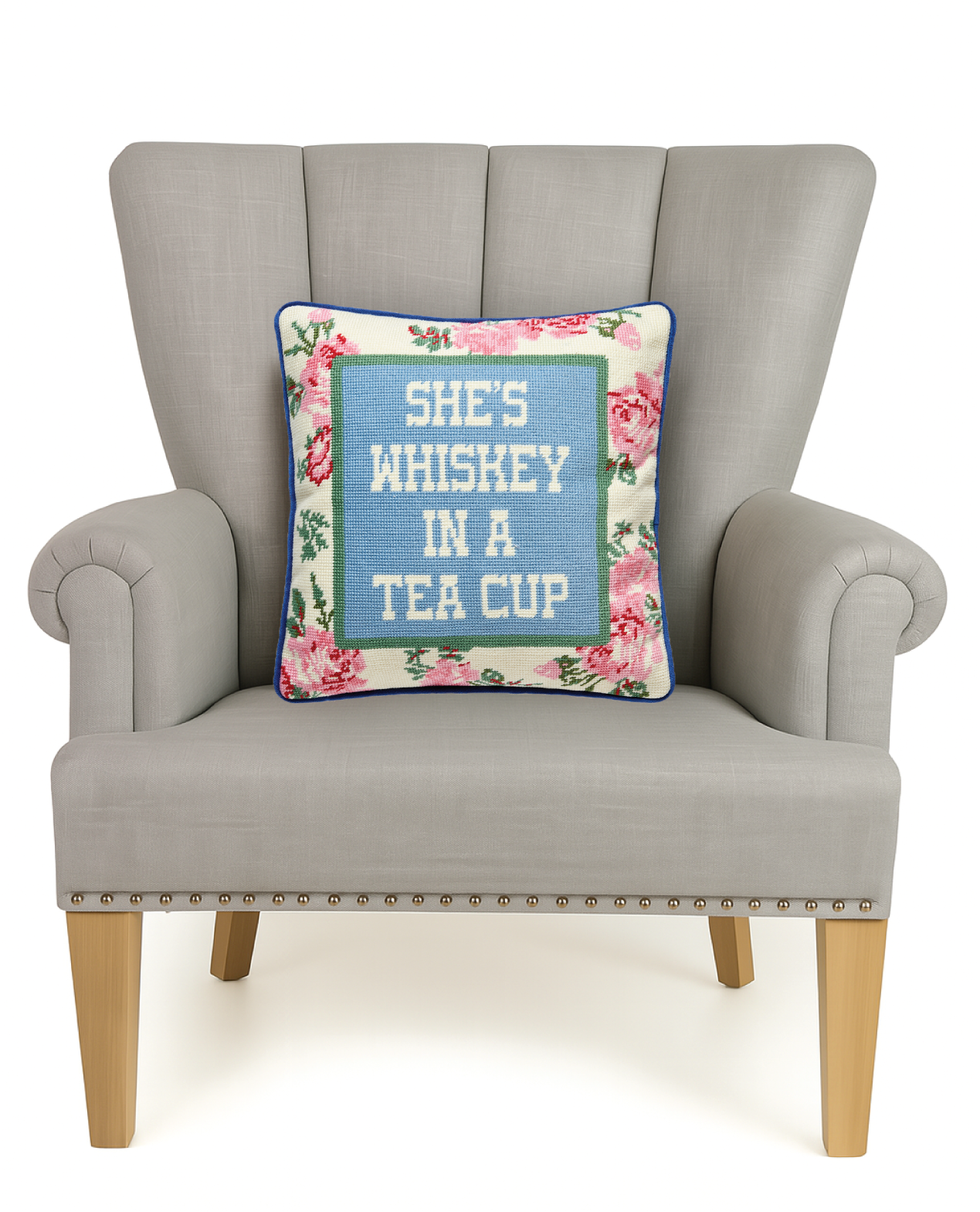 She's Whiskey Embroidered Pillow - Junk Gypsy