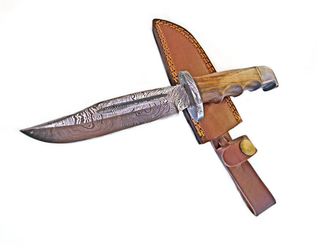 Damascus Hunting Knife Full Tang with Damascus Hilt