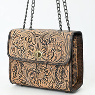 Tooled Leather Purse with Chain