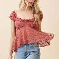 Ruffle Lace Sweetheart Shirt