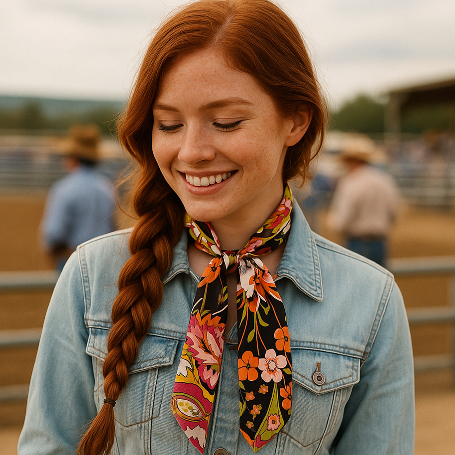 Yellow and Black Western Skinny Mini Wild Rag / Cowgirl Necktie #TW335