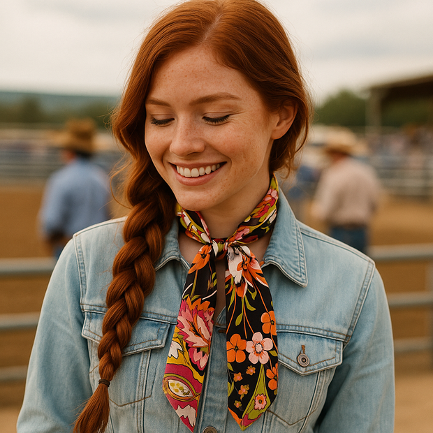 Yellow and Black Western Skinny Mini Wild Rag / Cowgirl Necktie #TW335