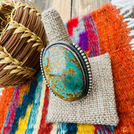 Handcrafted Kingman Web Turquoise & Sterling Silver Adjustable Ring by Sheila Becenti