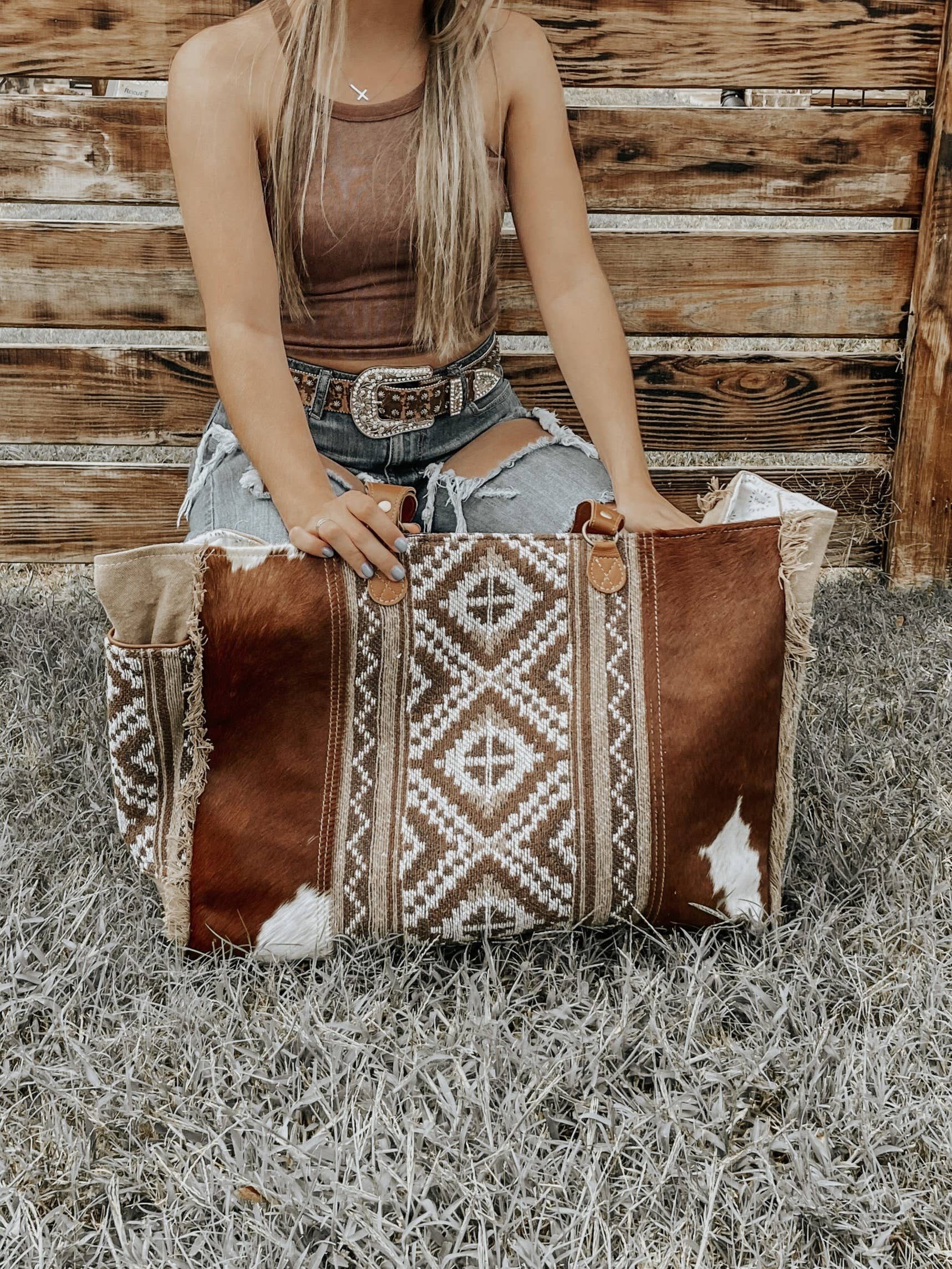 Cowhide Myra Weekender Bag