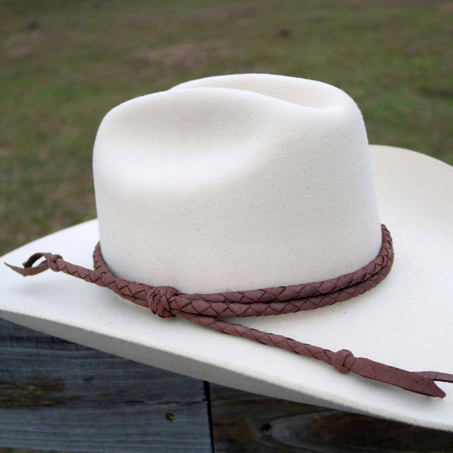 Brown Braided Leather Hat Band