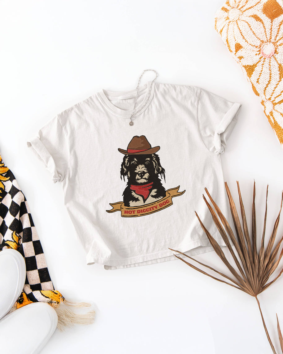Hot Diggity Dog Cowboy Boxy Crop Top
