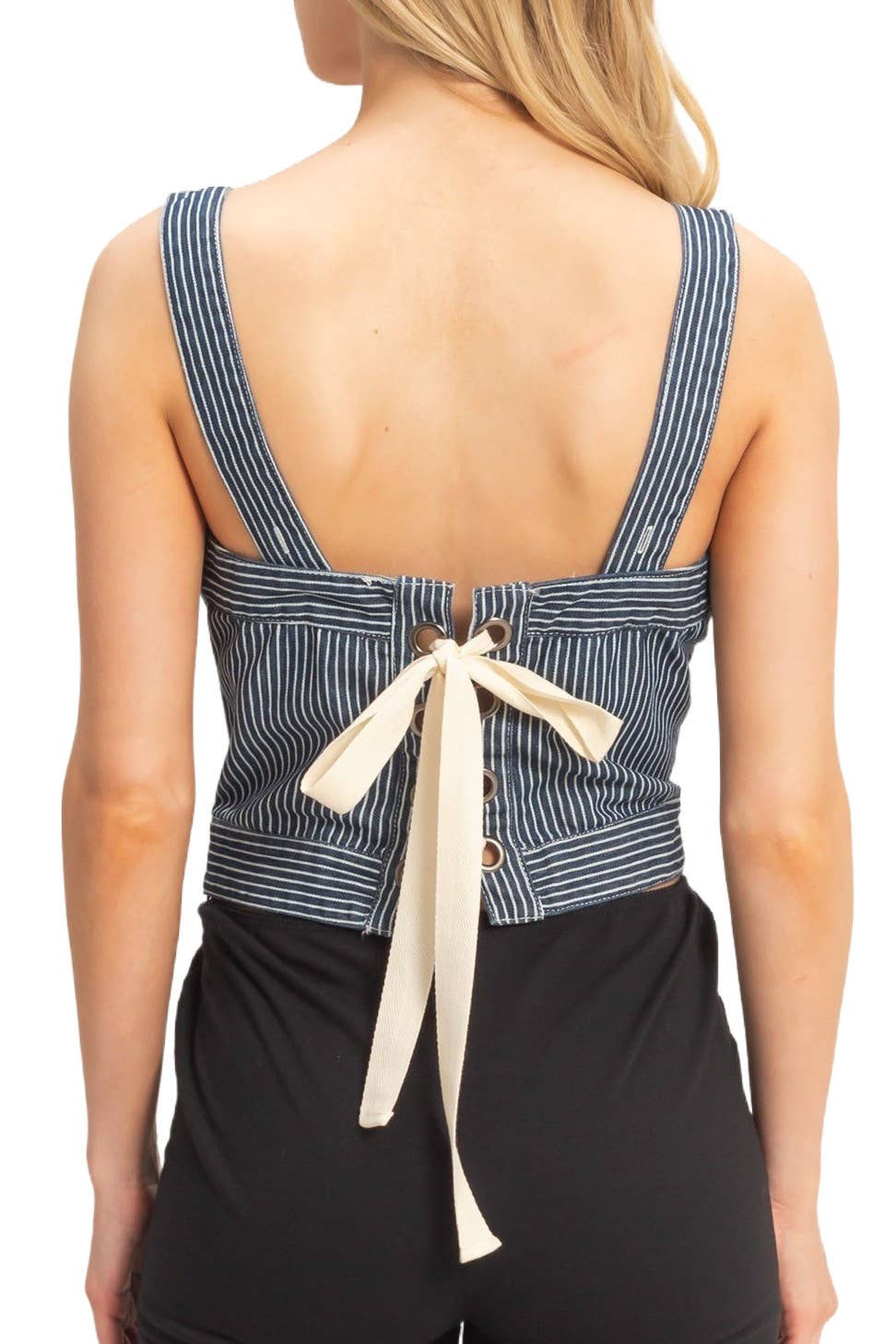 Denim Tank Top With Back Tie