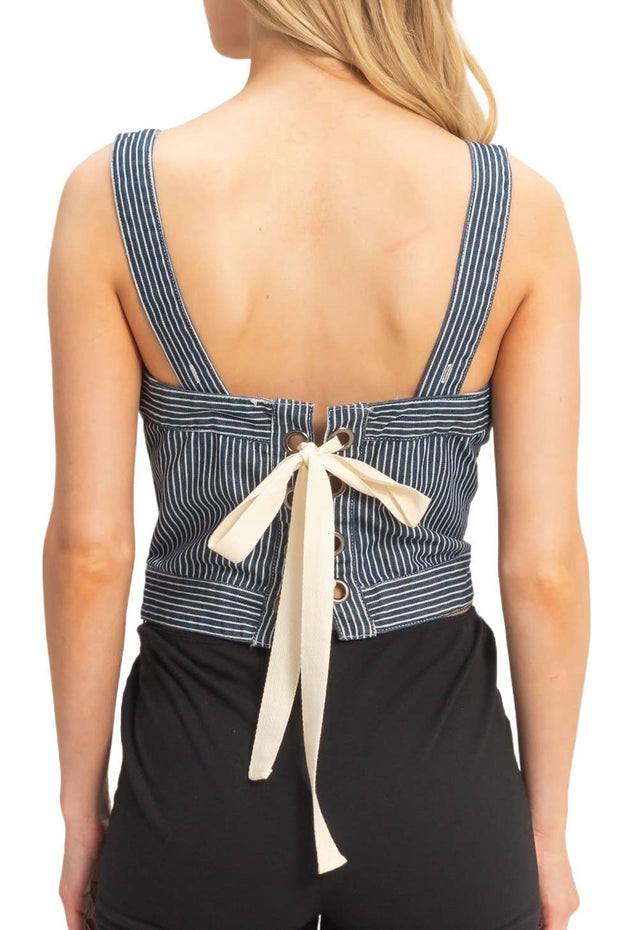 Denim Tank Top With Back Tie