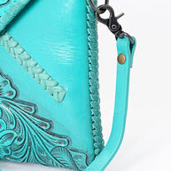 Hand-Tooled Floral Leather Envelope Purse, Multiple Colors