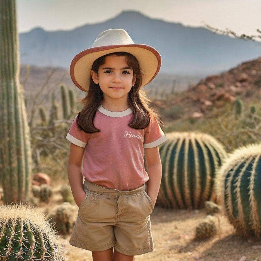 Howdy Vintage Ringer Pink